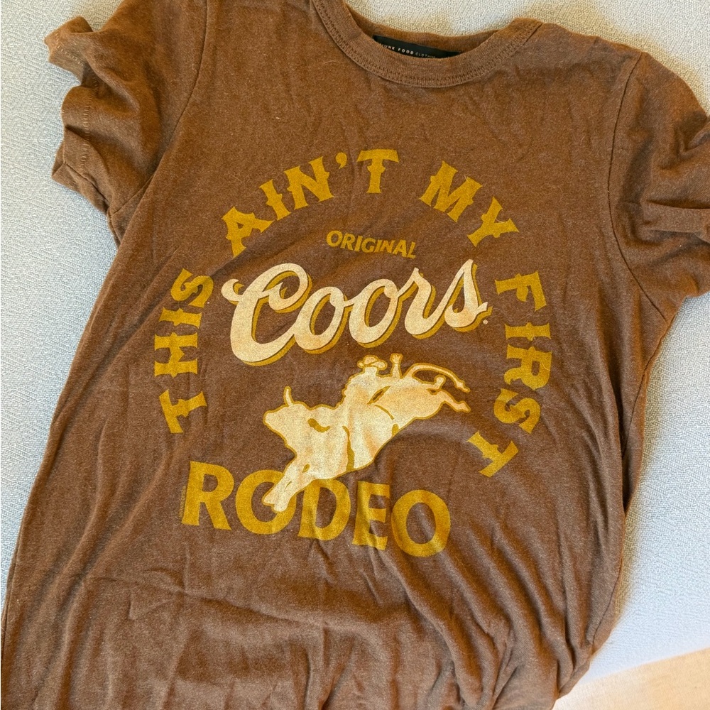 REVOLVE Brown Graphic Tee with Yellow Print